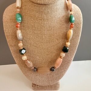 Multicolor Agate Quartz Earthtone Colored Handmade Necklace